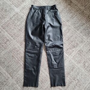 Harley‎ Davidson Women's High Waist Regular Length Tapered Genuine Leather Pants